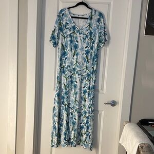 Blue and White Floral Maxi Dress